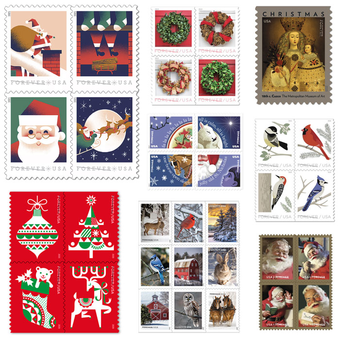 Christmas Stamps (USPS Postage Stamps for Holiday Mail)