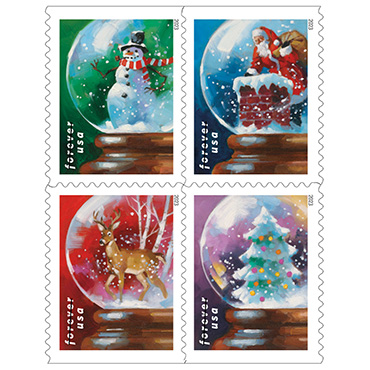 Snow Globe Christmas Stamps